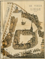 Plan du quartier du Vieux-Liège. On distingue la houillère tout au-dessus. Tiré du Plan-bijou de l'exposition universelle de Liége 1905. H. Bertels, 1905. MVW-2104600006829 © Province de Liège - Musée de la Vie wallonne