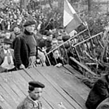 Piquet de grève devant la fosse n° 9 de Lens en 1948