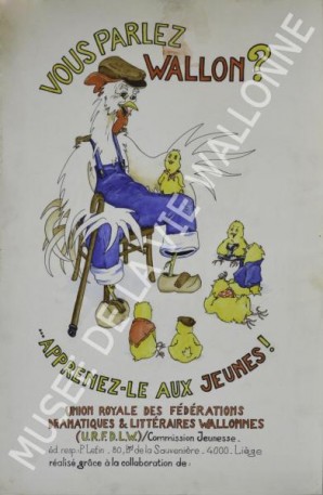 Affiche 'Vous Parlez wallon : apprenez-le aux jeunes'- vers 1980 Affiche 'Vous Parlez wallon : apprenez-le aux jeunes'- vers 1980