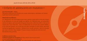 Jeudi 20 mars 2014 de 20h à 21h30