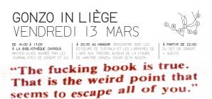 Le journalisme Gonzo : master class et soirée littéraire à Liège