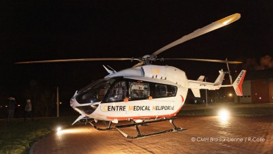 Atterrissage nocturne de l’hélicoptère médicalisé de Bra-sur-Lienne - soutien de la Province de Liège