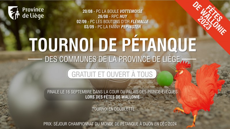 Tournoi de pétanque des communes de la Province de Liège, Fêtes de Wallonie 2023