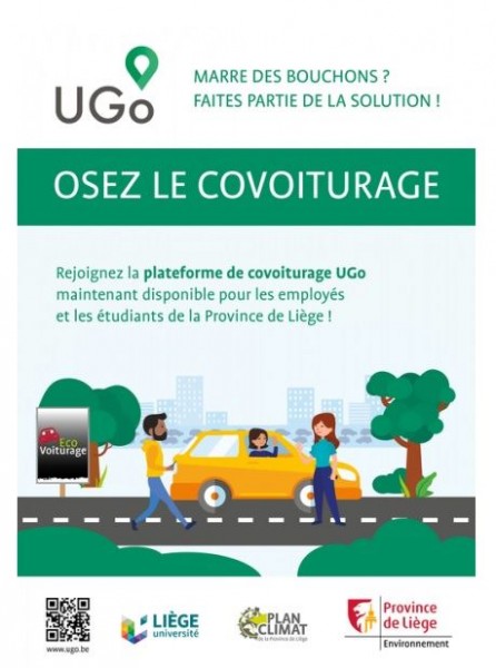 La Province de Liège incite chacun à davantage pratiquer le covoiturage: avec la plateforme UGo, mais aussi grâce aux 830 places créées dans 16 parkings d'Ecovoiturage