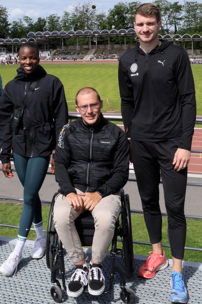 Cynthia Bolingo, Maxime Carabin et Thomas Carmoy lors de la présentation du Meeting International d’Athlétisme de la Province de Liège